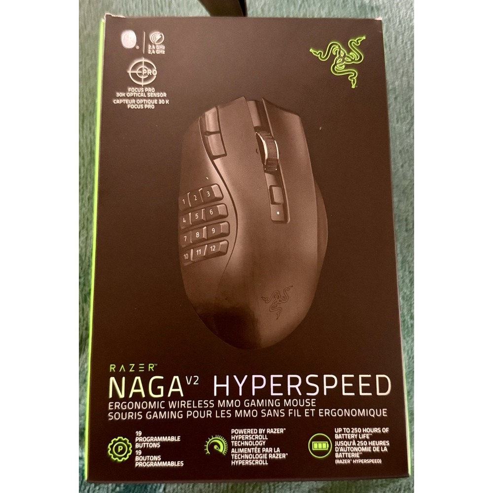 Razer‎ Naga V2 Hyperspeed Ergonomic Gaming Mouse RZ01-0360 New Open Box NIB